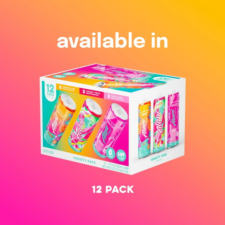 Alani Nu Sugar Free Energy Drink, Variety Pack, Pink Slush, Orange