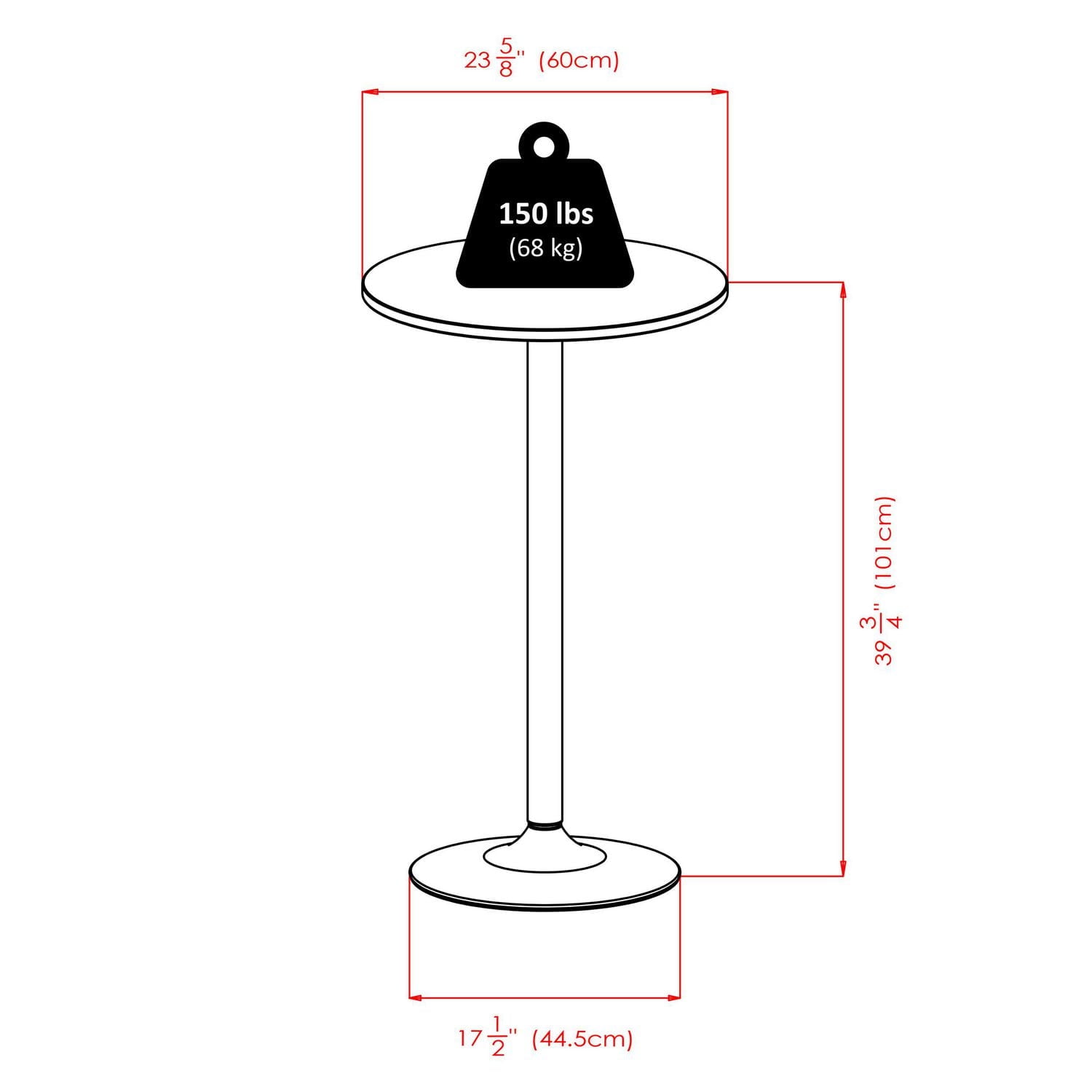Spectrum 24" Round Pub Table, Black & Chrome