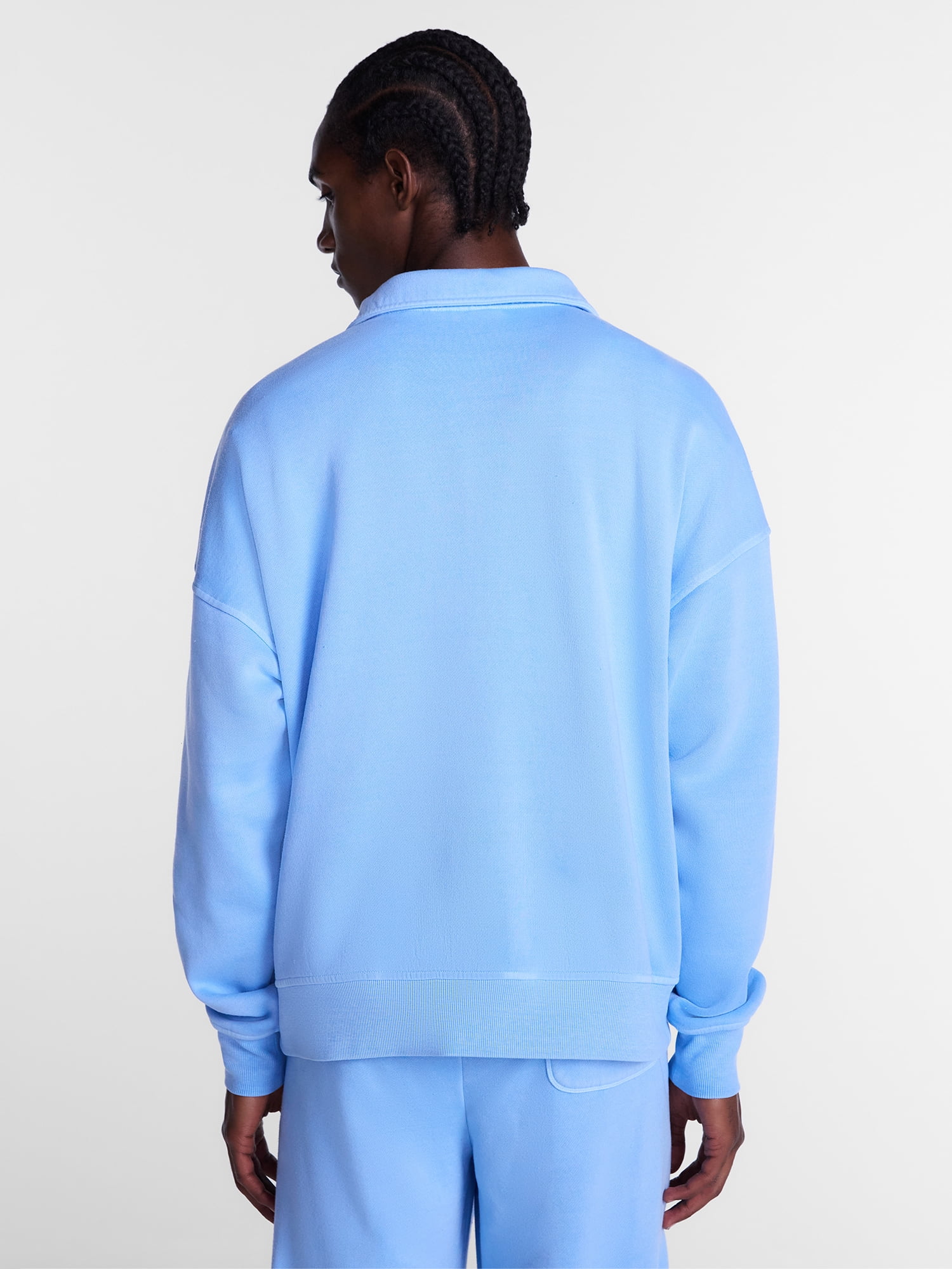 No Boundaries Boxy Fit Quarter Zip Fleece Sweatshirt with Long Sleeves, Men's XS-4XLT