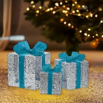 Set of 3 Christmas Lighted Gift Boxes With Plug For Christmas Decor Weddings Yard Home Holiday Art Christmas Decorations