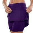 thumbnail image 4 of Fulijie Swing Dress for Women, Solid Color Tennis Sport Activewear Culottes for Women, Size S-5XL, Big&Tall Purple, Women's Pocket Pants Solid Mid Waist Culottes Short Skirts Skinny Pants, 4 of 8