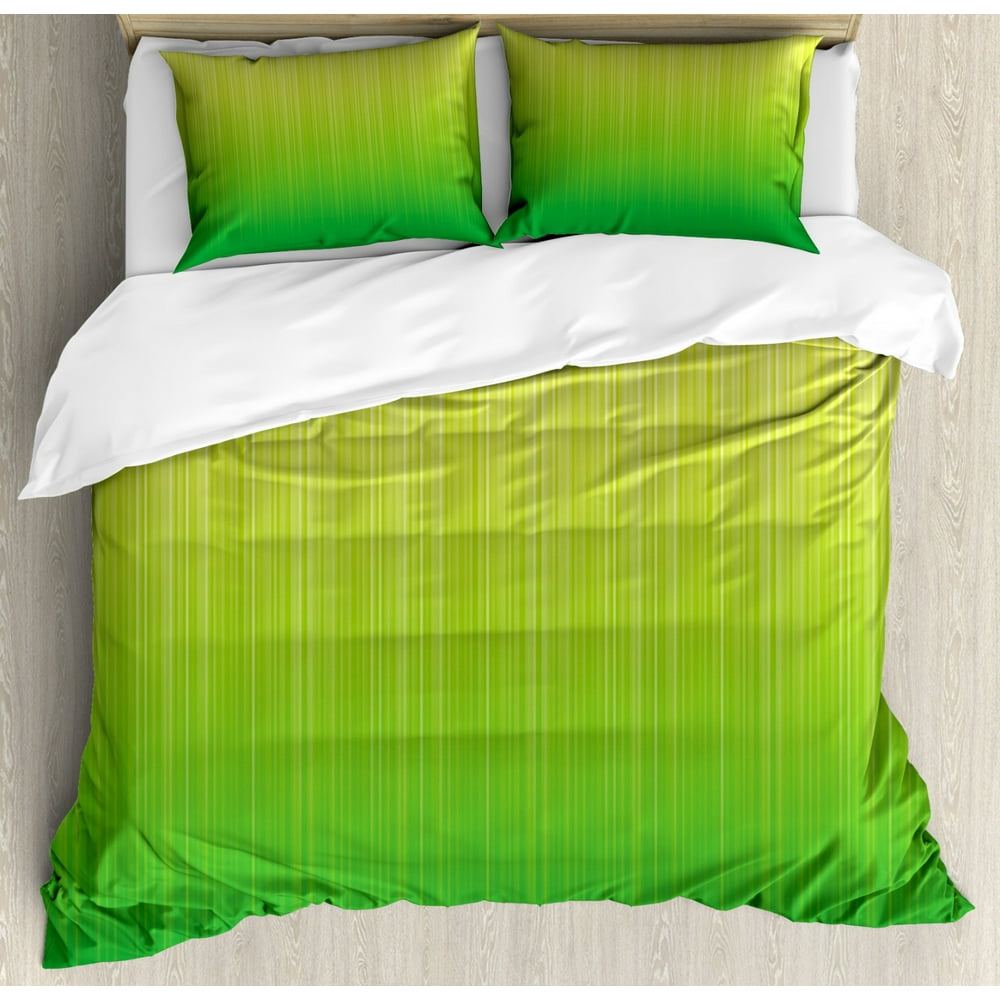 Lime Green King Size Duvet Cover Set, Pin Striped Digital Background
