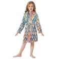 thumbnail image 6 of FORMRS Niños Bathrobe Unisex Hooded Robe Soft Plush Pajamas Sleepwear, Size 10-12T, Blue Art Pattern, 6 of 7