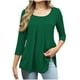 thumbnail image 3 of Blusas para mujer,Camiseta informal estampada para mujer, talla grande, manga 3/4, cuello redondo, poliéster, corte regular, sopatenor, 3 of 8