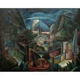 thumbnail image 2 of Fritz Stuckenberg 14x12 Gold Ornate Wood Frame and Double Matted Museum Art Print Titled - Cubofuturistic Landscape (1920), 2 of 4