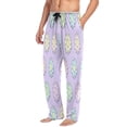thumbnail image 5 of Soft Flower Pattern Men's Lightweight Pajama Bottoms Stretch Elastic Waist Side Pockets Spring Fall, 5 of 7