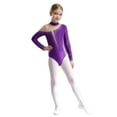 thumbnail image 5 of TiaoBug Kids Girls Dance Leotard Gymnastic Sparkly Figure Ice Skating Jumpsuit Athletic Bodysuit Purple 10, 5 of 7