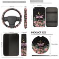 thumbnail image 5 of Uorisanigo Starry Dragonfly Flower Car Seat Cover Full Set, with Steering Wheel Protector Center Console Pads Headrest Shift Knob Covers Coasters Set Handbrake Seatbelt Shoulder Pad Key Chains, 5 of 7