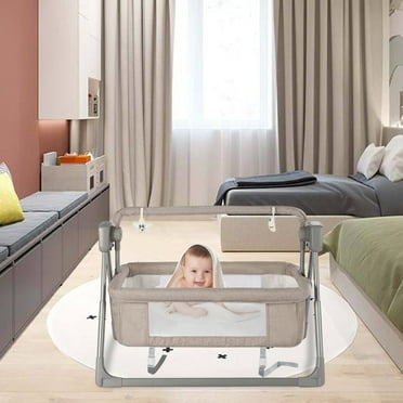 Wuzstar Folding Electric Baby Crib Cradle Auto-Swing Infant Cradle 5 Gears Swing Speed Sleeping Bed w/Remote Control