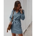 thumbnail image 6 of Yidarton Winter Knit Women's Sweater Sexy Pack Hip Warm Sweater Top Women's One Piece Light Blue S, 6 of 10