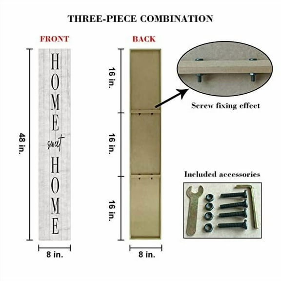 Tall Outdoor Home Sweet Home Sign for Front Door, 4ft Rustic Tall Wood Sign for Front Porch Decor, Farmhouse Porch Sign Wood Vertical Decor, Holiday Porch Decor for The Home