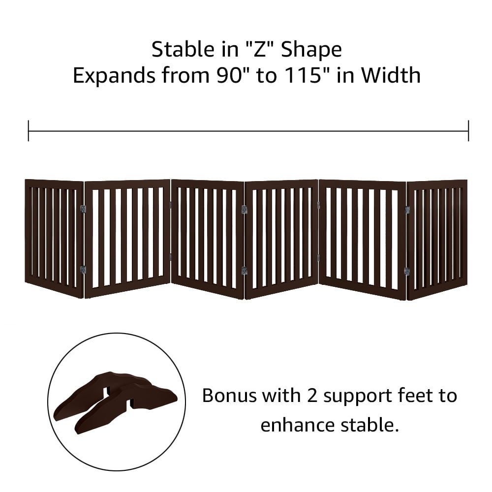 Unipaws Freestanding Pet Gate 24 inches High 6 Panels, White