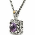 thumbnail image 4 of 14K/Silver Two-Tone Sterling Silver With 14K Polished Amethyst Necklace (18 X 15) Made In Thailand qtc1564, 4 of 7