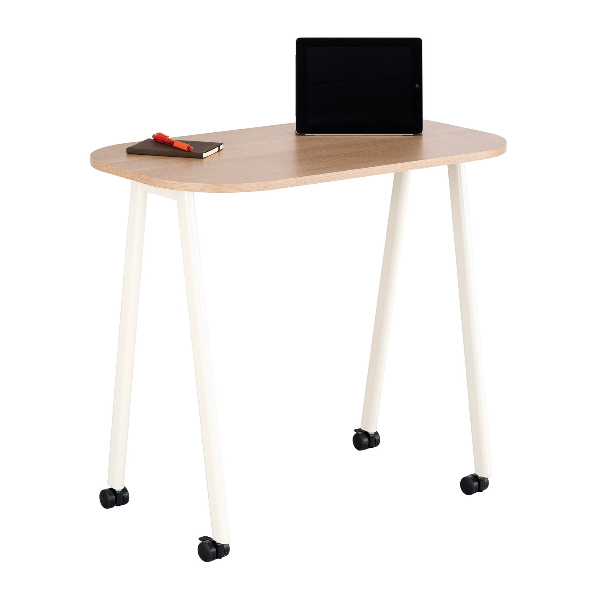 Mobile Work Table, Beech top, white legs
