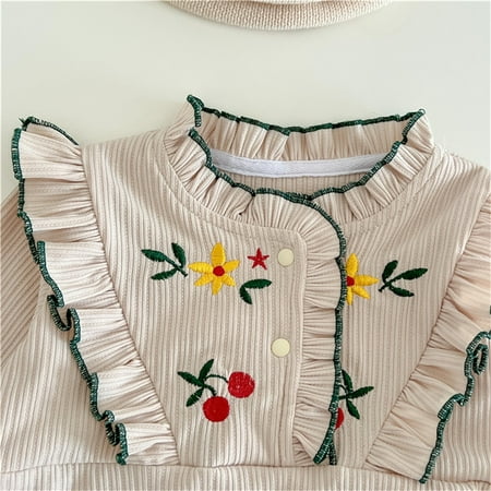 

Gubotare Winter Jumpsuit For Baby Boy Baby Girl Christmas Outfits Christmas Romper Cute Ruffle Jumpsuit Bodysuit Kids One-Piece Clothes Fall Beige 6-12 Months