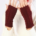 thumbnail image 4 of Women's Ribbed Wrist Arm Warmers Stretchy Cable Knitted Fingerless Gloves, 4 of 5