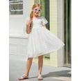thumbnail image 4 of Aideaone Girls Chiffon Dress Flutter Ruffle Short Sleeve Kids Square Neck Frocks White 6-13Y, 4 of 8