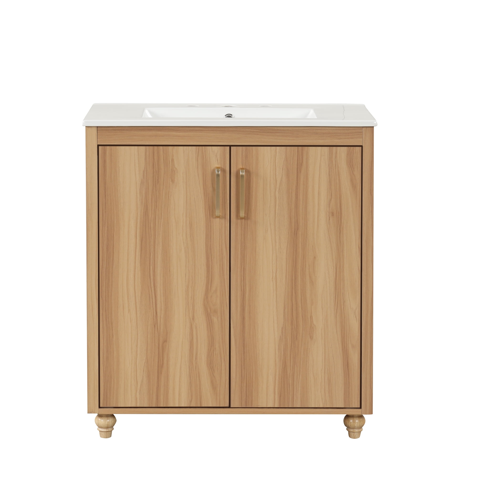 YIYADO 30 Inch Bathroom Vanity with Sink Combination, Modern Bathroom Storage Cabinet Set Without Faucet, Brown