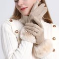 thumbnail image 4 of UTSJKR Winter Warm Gloves Faux Fur Sherpa Lined Gloves for Women - Fashion Soft Windproof Plush Gloves for Cold Weather Beige, 4 of 9
