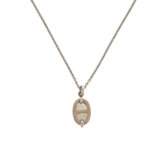 Pre-Owned Herms Mini Maillon PM pendant H100053FP55 metal marron glac...