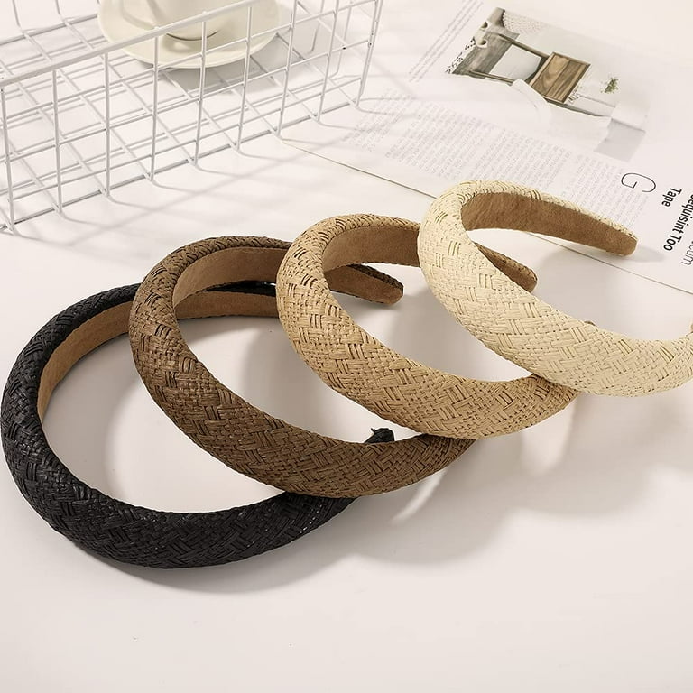 Braid Straw Headbands For Women And Girls Thick Wide Woven Rattan