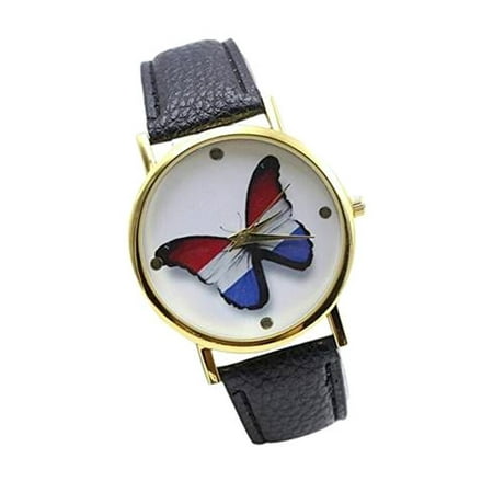 Red White and Blue Butterfly Watch 3-D Effect Look (Best Looking Watches In The World)