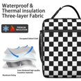 thumbnail image 2 of Black and White Checkered Pattern Insulated Lunch Bag for Men Women,Waterproof Lunch Box for Work,Picnic or Travel,Thermal Insulation,10.63x9.06x3.54 Inches, 2 of 5