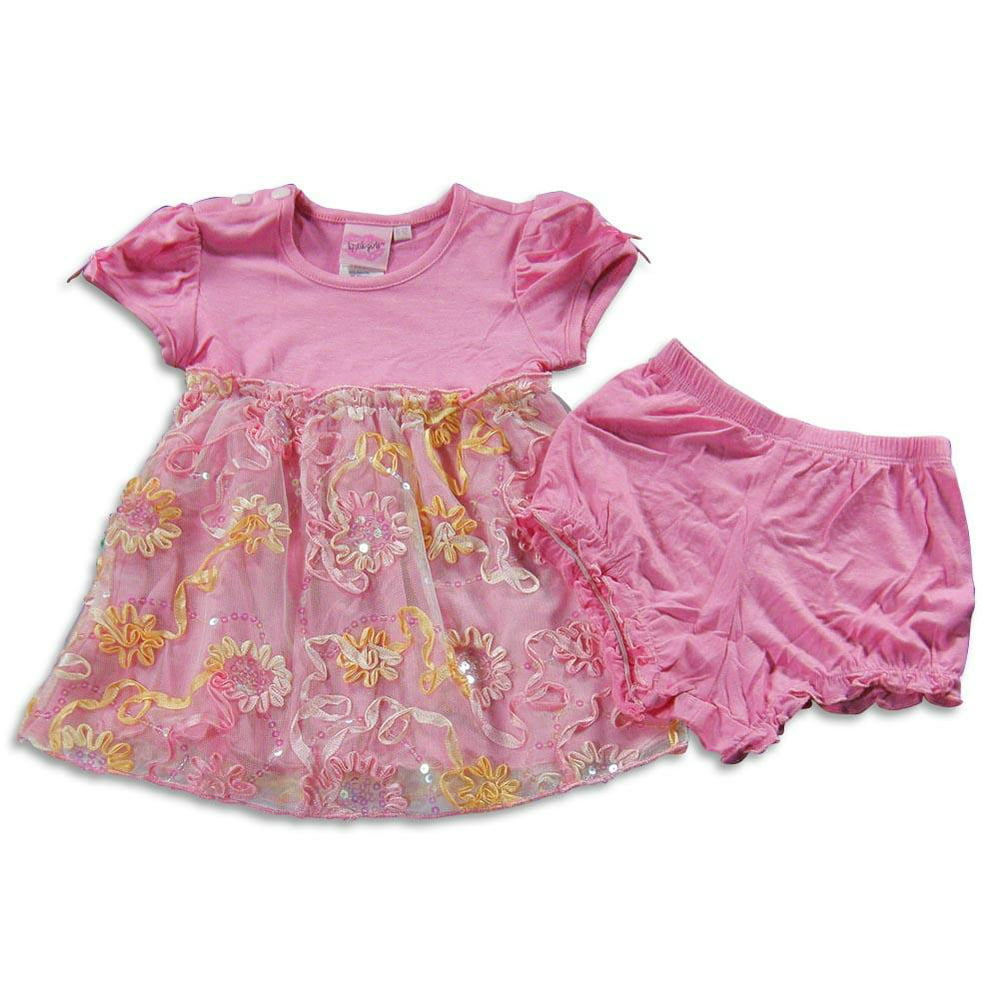 Lipstik - Lipstik - Baby Girls Short Sleeve Dress Set PINK / 18-24