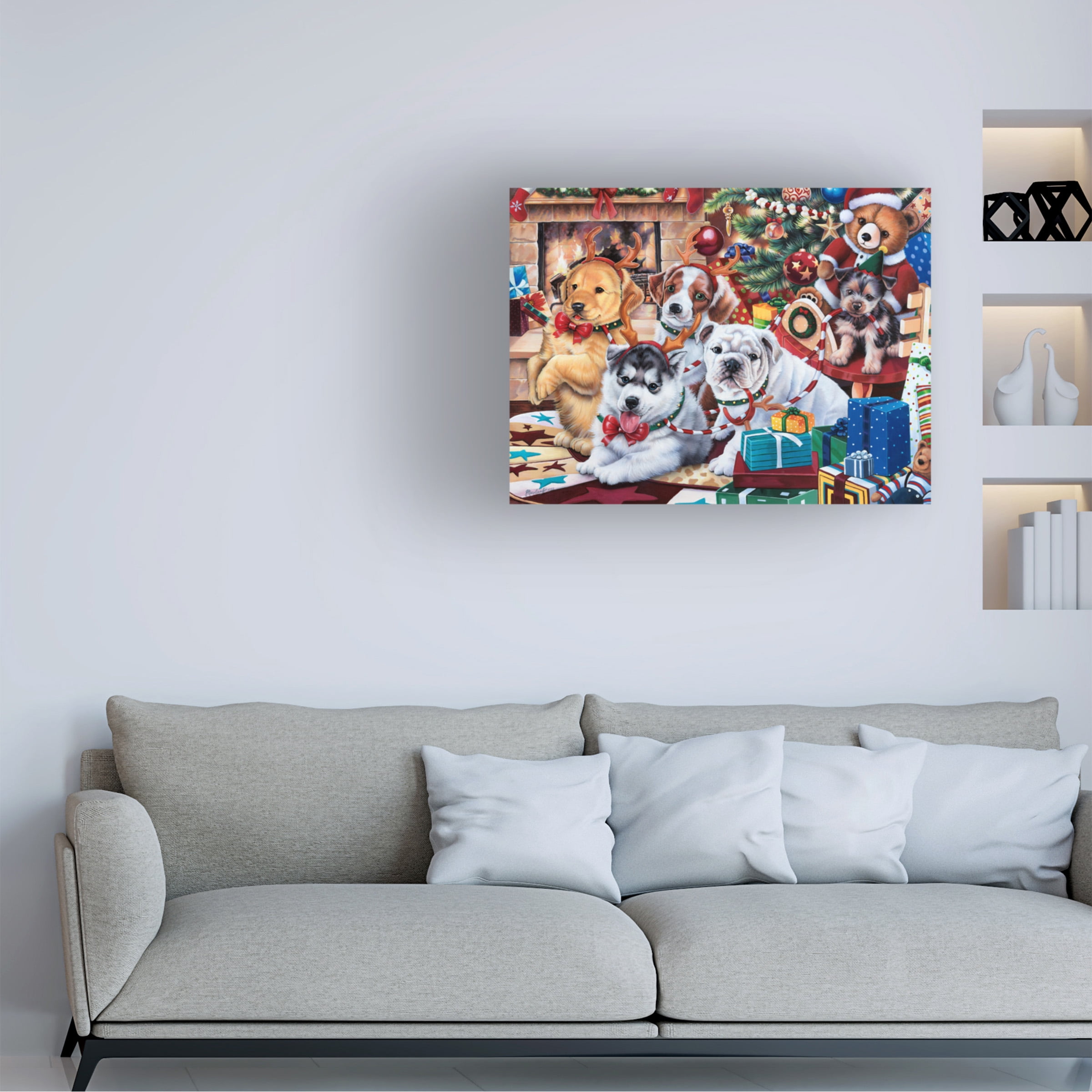 Jenny Newland 'Christmas Puppies' Canvas Art