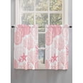 thumbnail image 3 of Tier Curtains 45 Inches Long, Coastal Pink Window Treatment Curtain Drapes, Ocean Coral Starfish Shell Modern Sea Small Curtain Drapes for Bathroom Laundry Room, 27.5"x45", 2 Panels, 3 of 7