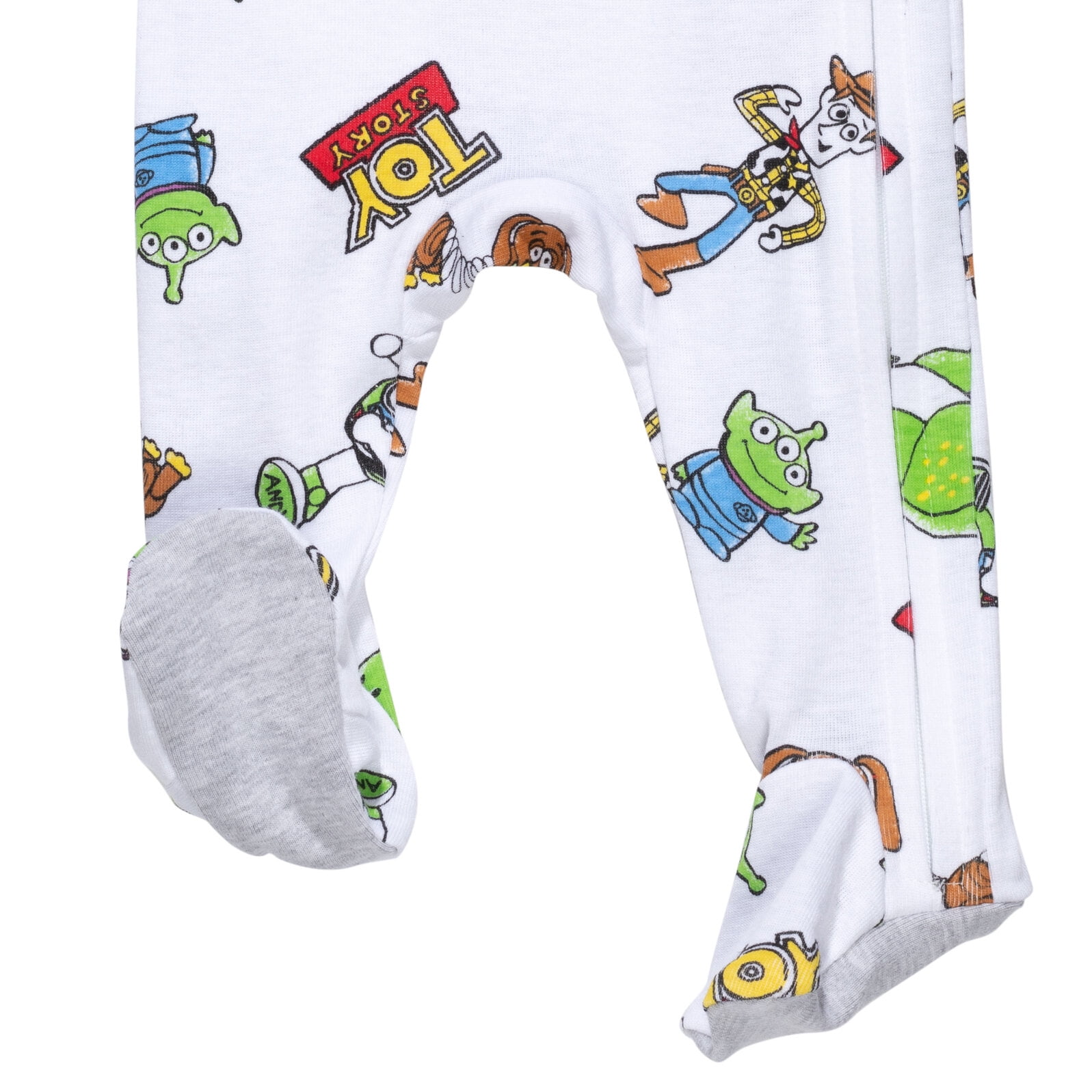 Disney Toy Story Baby Boys' 2-Pack Footed One-Piece Sleep N' Play Toy Story Grey White