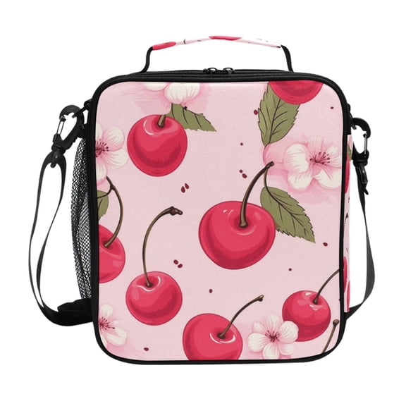 ALAZA Cherry Flowers Fruit Lunch Box Insulated Lunch Bag Reusable Thermal Cooler Tote School Picnic