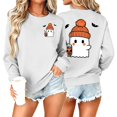 thumbnail image 2 of Jsaierl Halloween Sweatshirts for Women Spooky Ghost Graphic Pullovers Fall Loose Fit Crewneck Long Sleeve Sweater Tops Halloween Party Supplies, Sizes S-2XL, 2 of 7