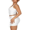 thumbnail image 2 of MesaSe Women‘s Solid Color Tank Tops  Sleeveless Square Neck 3D Rosette Ruched Crop Tops  for Club Party, 2 of 4