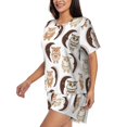 thumbnail image 3 of Womens Pajama Sets With Pocket, Crescent Moon and Owl Lounge Sets Short Sleeve Sleepwear PJ Sets for Women, 3 of 6