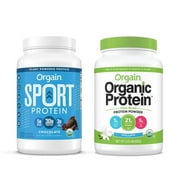 Orgain - Organic Vegan, Non-GMO Plant Based Protein Powder - Sweet Vanilla Bean (2.03 LB) + Sports Protein Powder - Chocolate (2.01 LB)