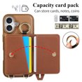 thumbnail image 6 of ELEHOLD Case for iPhone 16, Shockproof PU Leather Crossbody Wallet Case with Wrist Strap & Kickstand & Card Holder,Brown, 6 of 8
