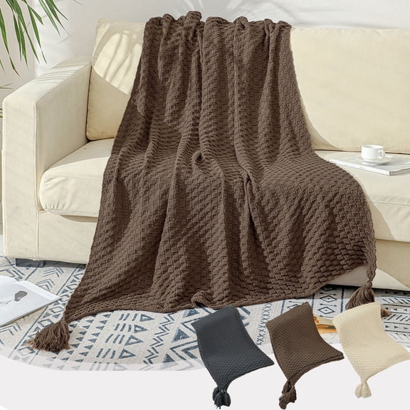 Summer Savings! Summer Quilts Queen Sofa Blanket Wind Fringe Blanket Knitted Blanket Office Conditioning Nap Blanket Wool Cover Blanket Sofa Blanket