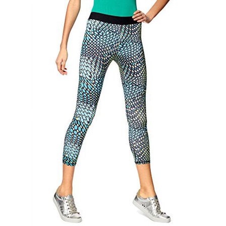 1pc Hue Women's Exposed Waistband Active Capris, Aruba Blue, XLarge