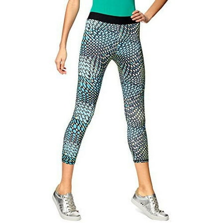 1pc Hue Women's Exposed Waistband Active Capris, Aruba Blue, Small