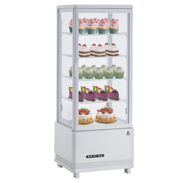 Commercial Display Refrigerator 3.5 Cu.Ft/98L Countertop Refrigerated Cake Display Case, Automatic Defrosting, Adjustable Shelves, Fridge with Digital Controller, LED Display, for Cafe, Bakery and R