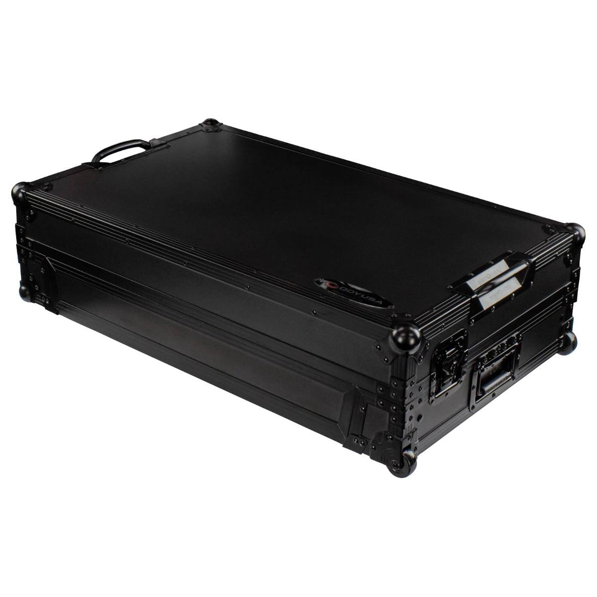 Odyssey FZGSRANE4W1BL 1U Flight Case with Glide Style Laptop Platform and Wheels for Rane Four Controller - Black Label