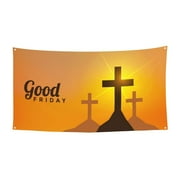 Happy Good Friday Day Banner Backdrop Porch Sign 35 x 70 Inches Holiday Banners for Room Yard Sports Events Parades Party
