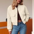 thumbnail image 5 of felwors Bomber Jacket Women 2025 - Short Cropped Jacket Women Button Down Long Sleeve Casual Varsity Jackets with Pockets Clear, XXL, 5 of 5