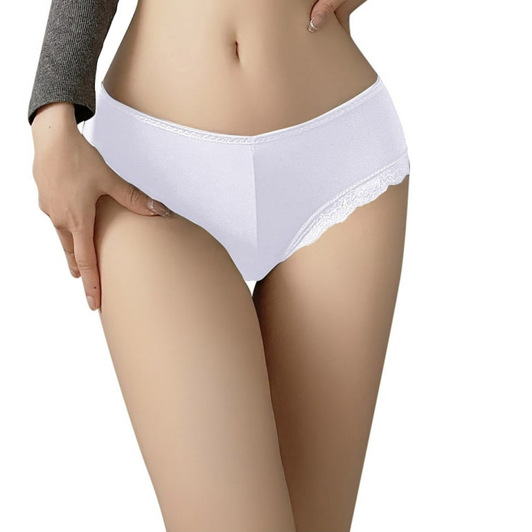 Tummy Control Underwear Cotton Lace Soft Stretch Full Cheeky Hipster White L