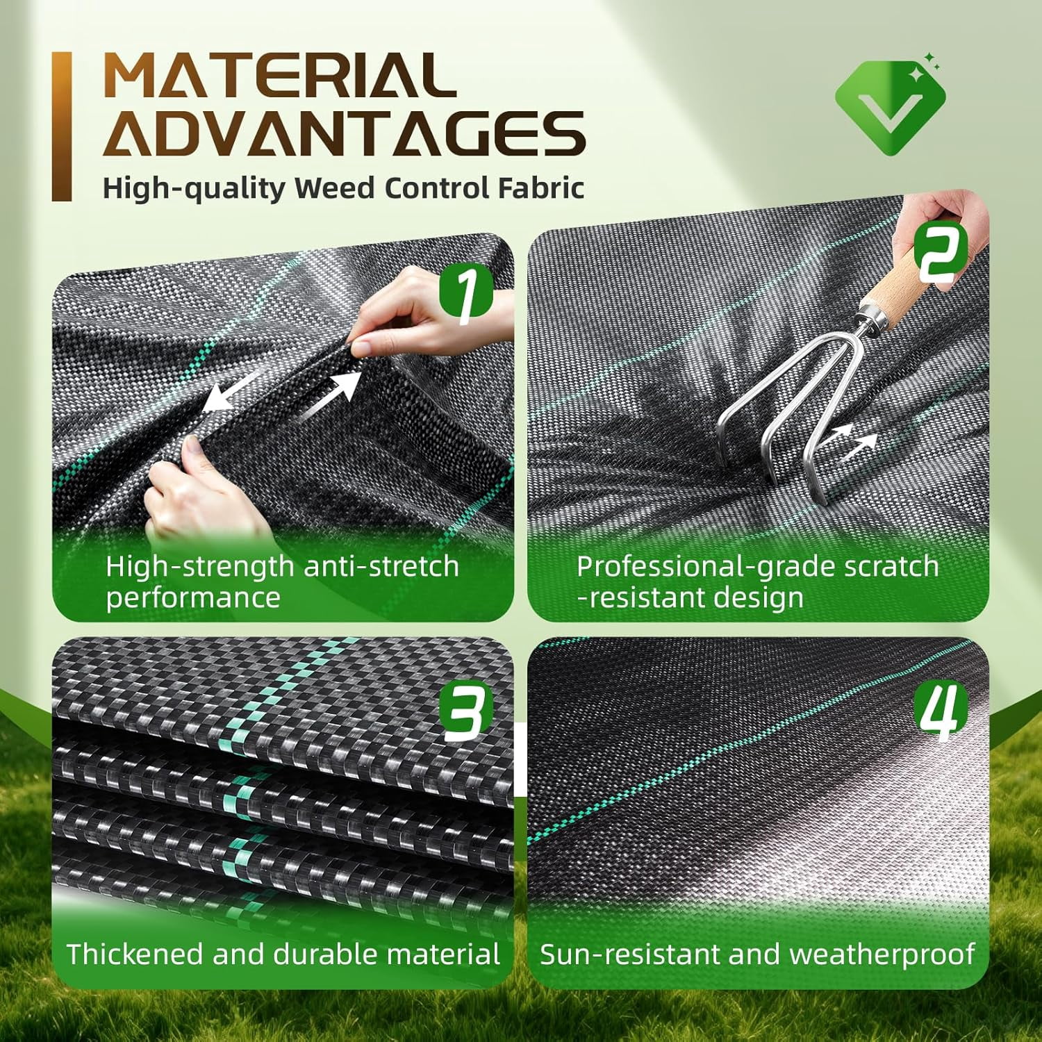 Land Guard 6ft x 200ft Weed Barrier Fabric Heavy Dusty, Ground Cover, Weed Mat, Woven Landscape Fabric for Garden, Lawn and Outdoor Project
