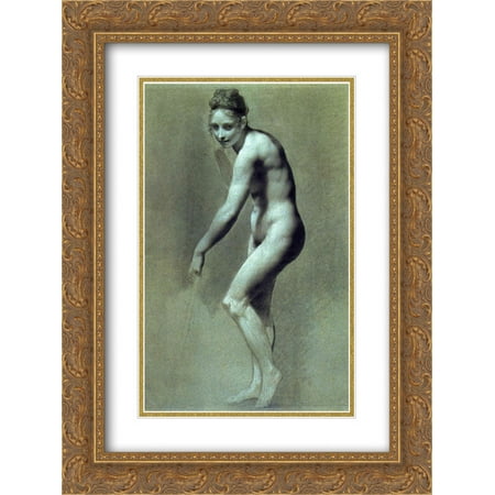 Pierre Paul Prud'hon 2x Matted 20x24 Gold Ornate Framed Art Print 'Drawing of Female Nude with charcoal and