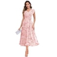 thumbnail image 1 of Vestido HYY Chifón corto fruncido con cuello en V para madre del novio, 1 of 7