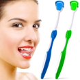 thumbnail image 1 of Tongue Brush Tongue Scraper Tongue Cleaner Helps Fight Bad Breath 2 Tongue Scrapers 2 Pack--Blue & green, 1 of 5