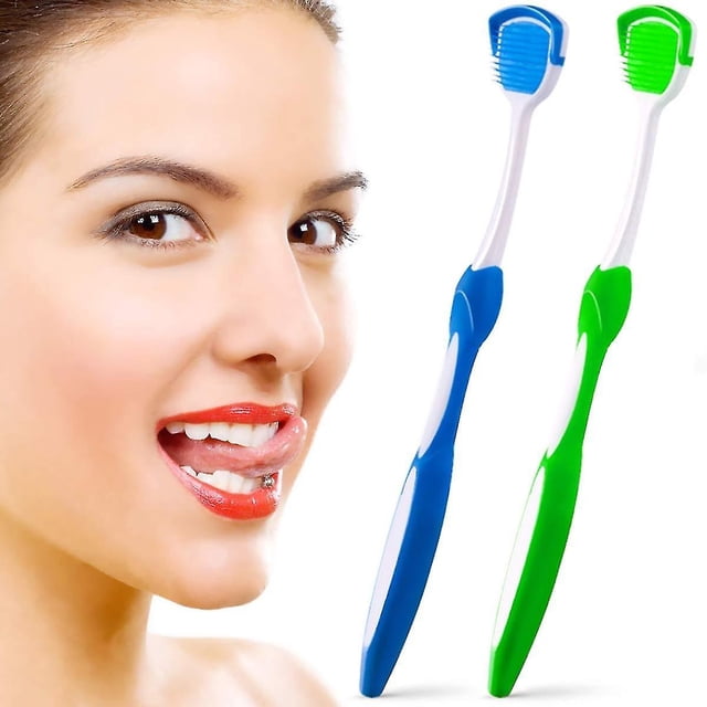 Tongue Brush Tongue Scraper Tongue Cleaner Helps Fight Bad Breath 2 Tongue Scrapers 2 Pack--Blue & green